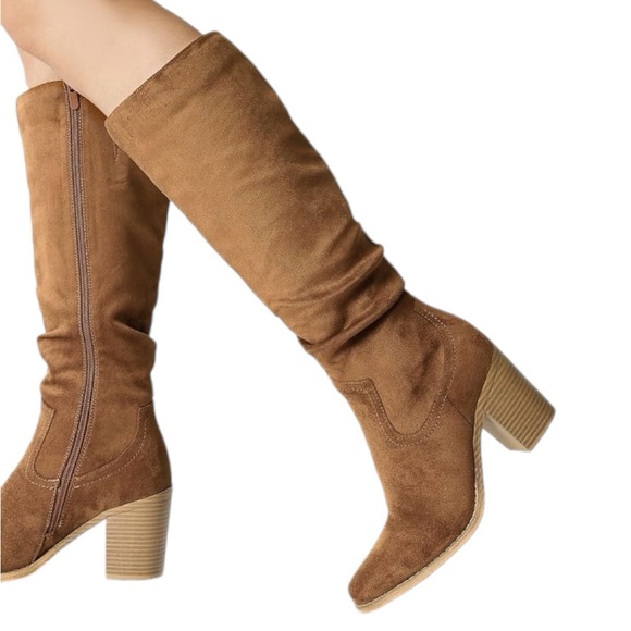 NWT/NWB Dream Pairs c/o JustFab Faux Suede Snip Riding Boot in Camel, Sz. 8 - Picture 5 of 8